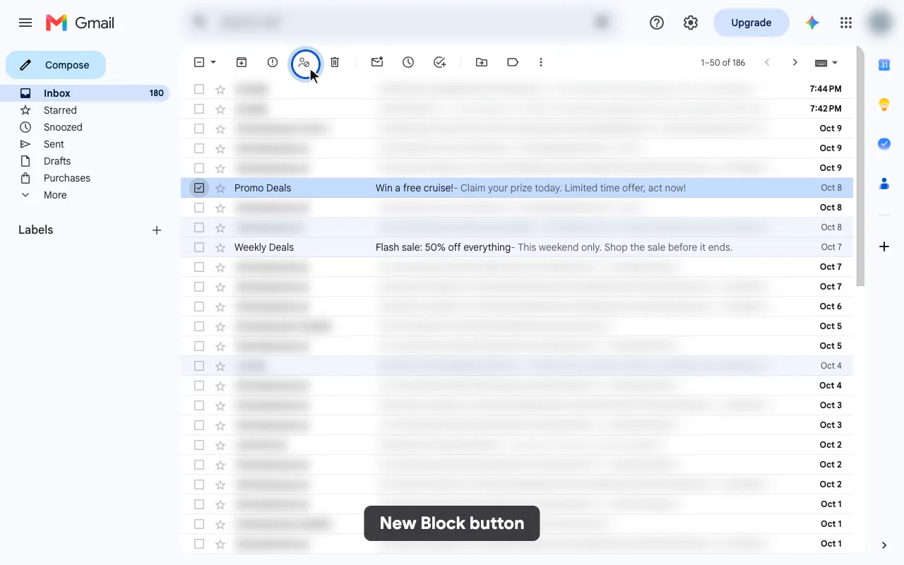 Block Sender for Gmail adding a Block button beside Report spam